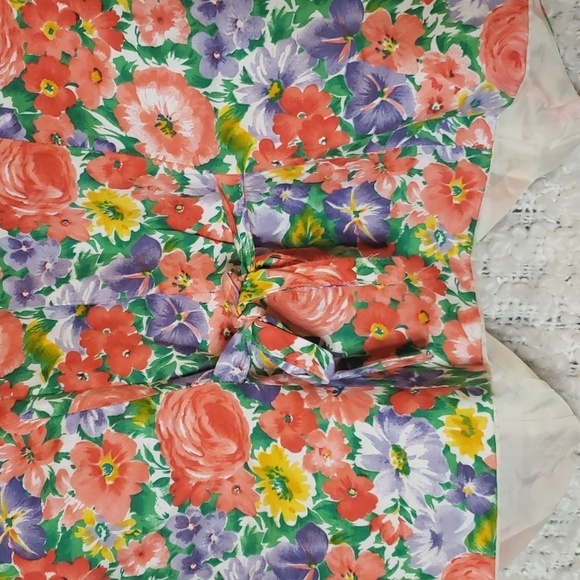 Vintage 90s bright floral vest purple, green ,yellow and red medium blossom styl - Picture 5 of 13